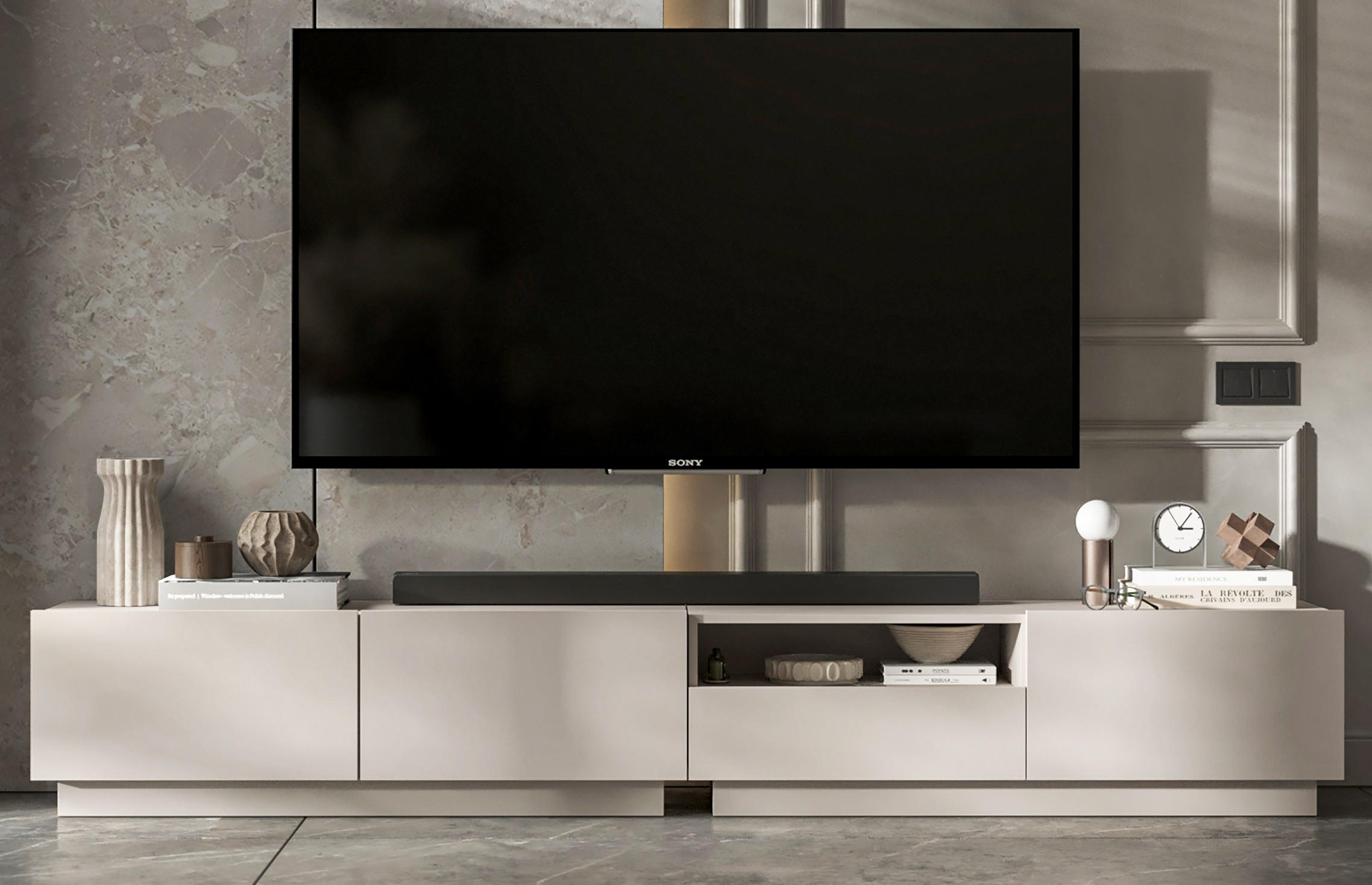 TV-LOWBOARD 2-er Set Enjoy Kaschmir Matt Loft Schublade 120 cm - Kaschmir, Holzwerkstoff (240/37/35cm) - Meble Lindner