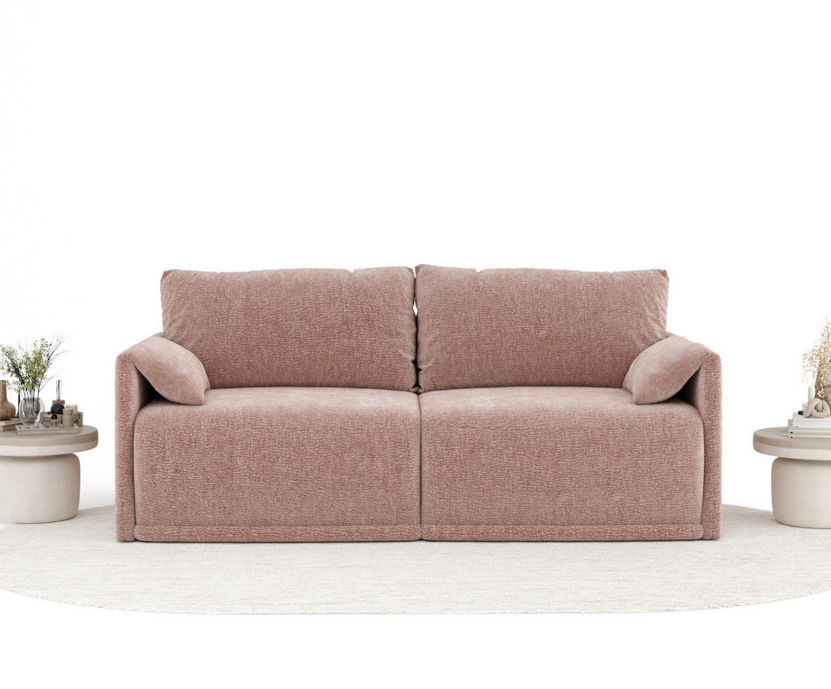 SCHLAFSOFA MIT ECKSOFA-FUNKTION Nappa Rosa Chenille - Schwarz/Rosa, Holz/Holzwerkstoff (215/100/112cm) - Maison de Reve