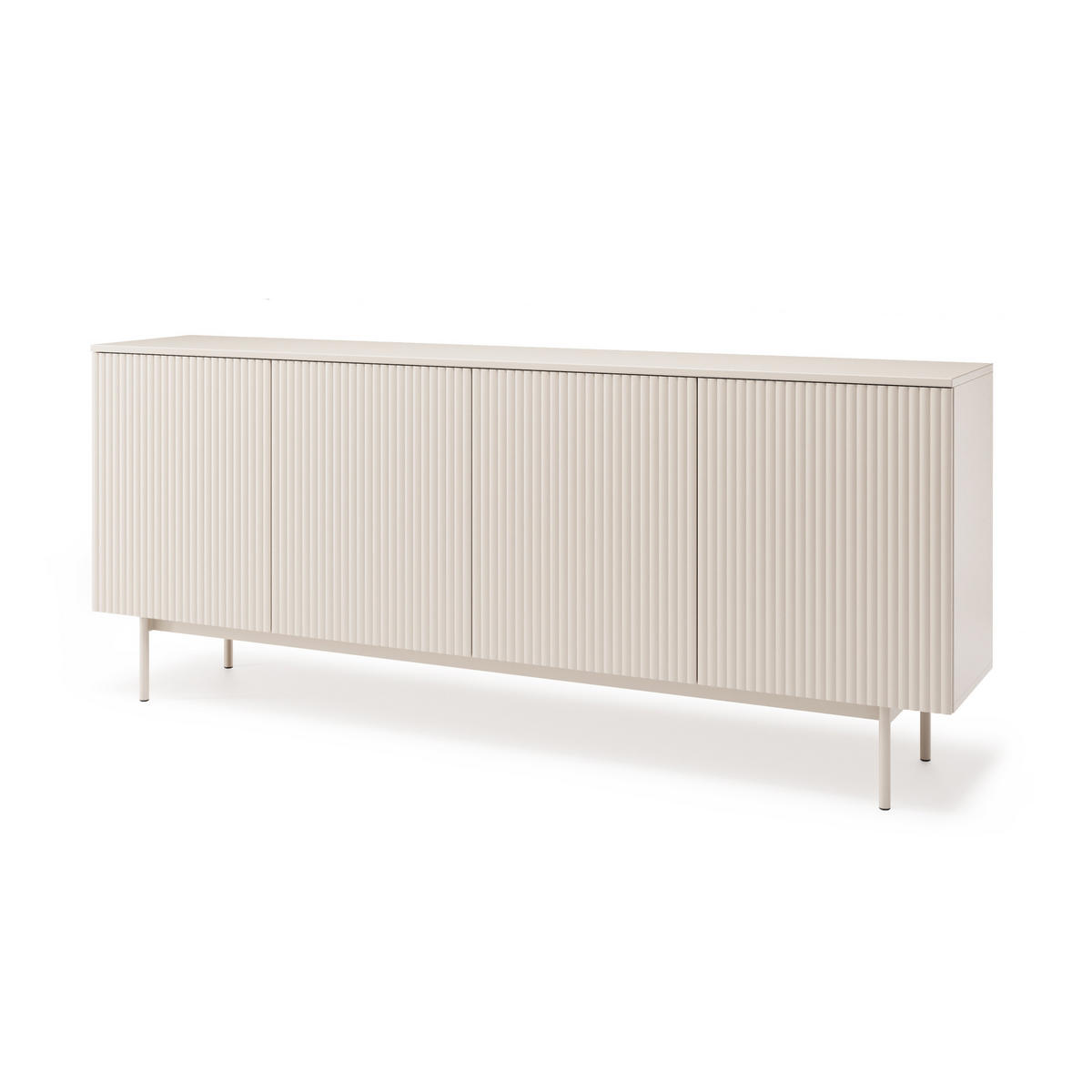 KOMMODE Soft mit 4 Türen und geriffelten Fronten, Kaschmir - Kaschmir, Holzwerkstoff/Metall (200/83/38cm) - Beautysofa