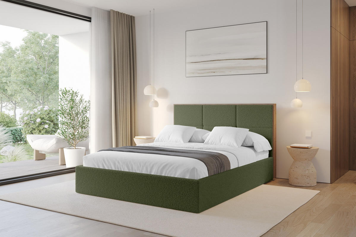 POLSTERBETT mit Bettkasten und Lattenrost, Bett mit Matratze H3/H4 - LILA 140x200 Grün - Grün, Holzwerkstoff/Textil (140/200cm) - ALTDECOR