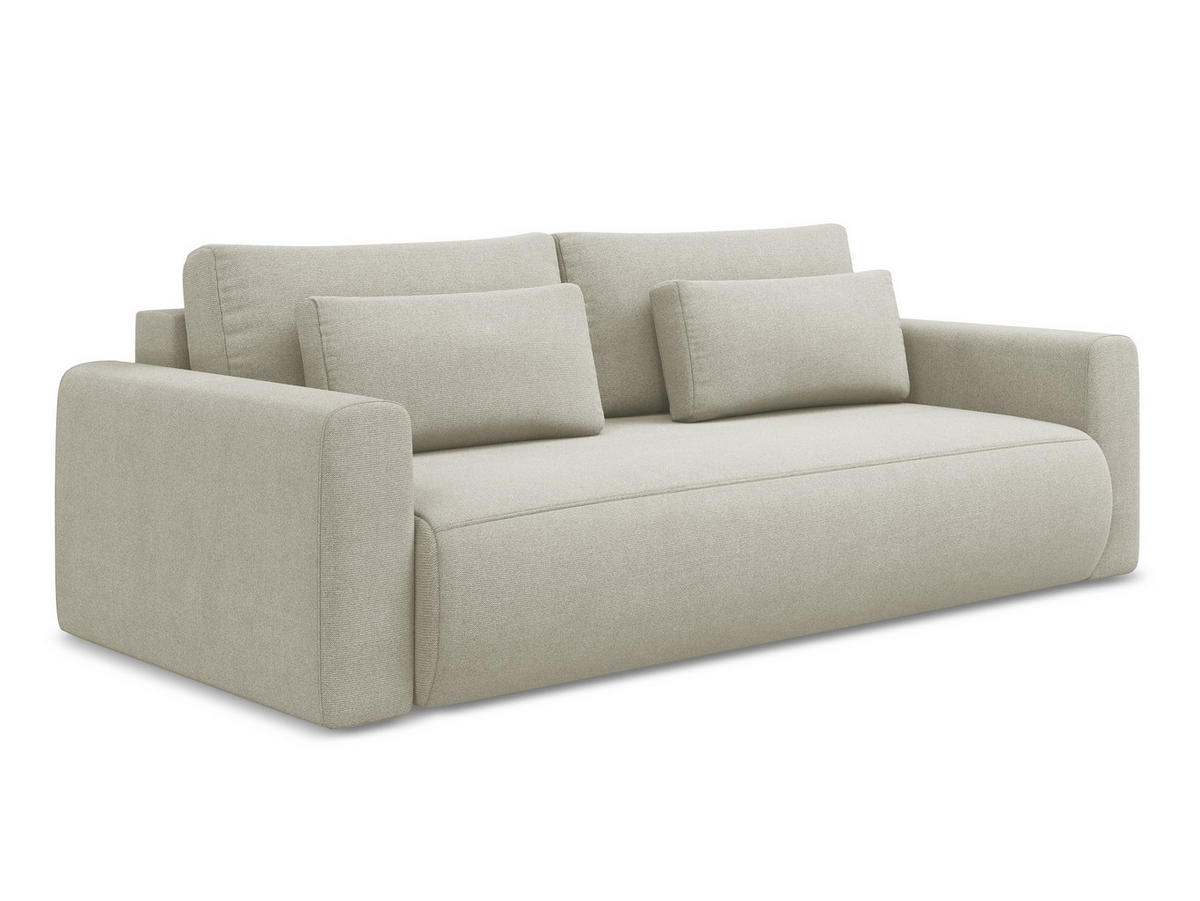 3-SITZER SOFA mit Schlaffunktion Strukturstoff Stoff Beige - Beige/Creme, Kunststoff/Textil (238/82/105cm) - Makamii