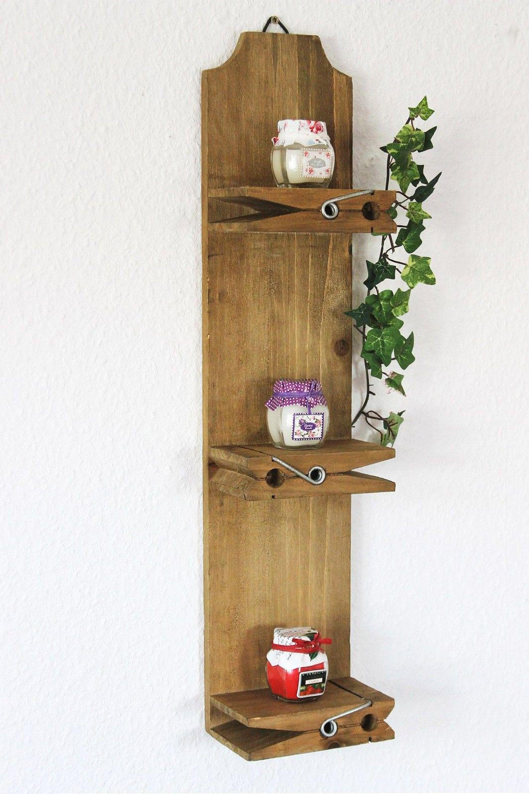 WANDREGAL Wäscheklammer 3 Ablagen Holz 14,5/9/64 cm - Braun, Holz (14.5/64/9cm) - DanDiBo