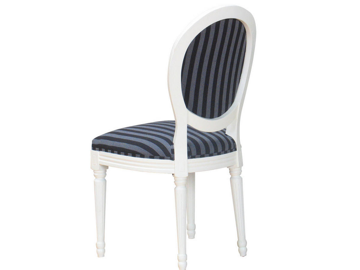 STUHL 2er-Set antik weiss, Stoff schwarz gestreift - Weiß, Holz/Textil (50/93/47cm) - ebuy24