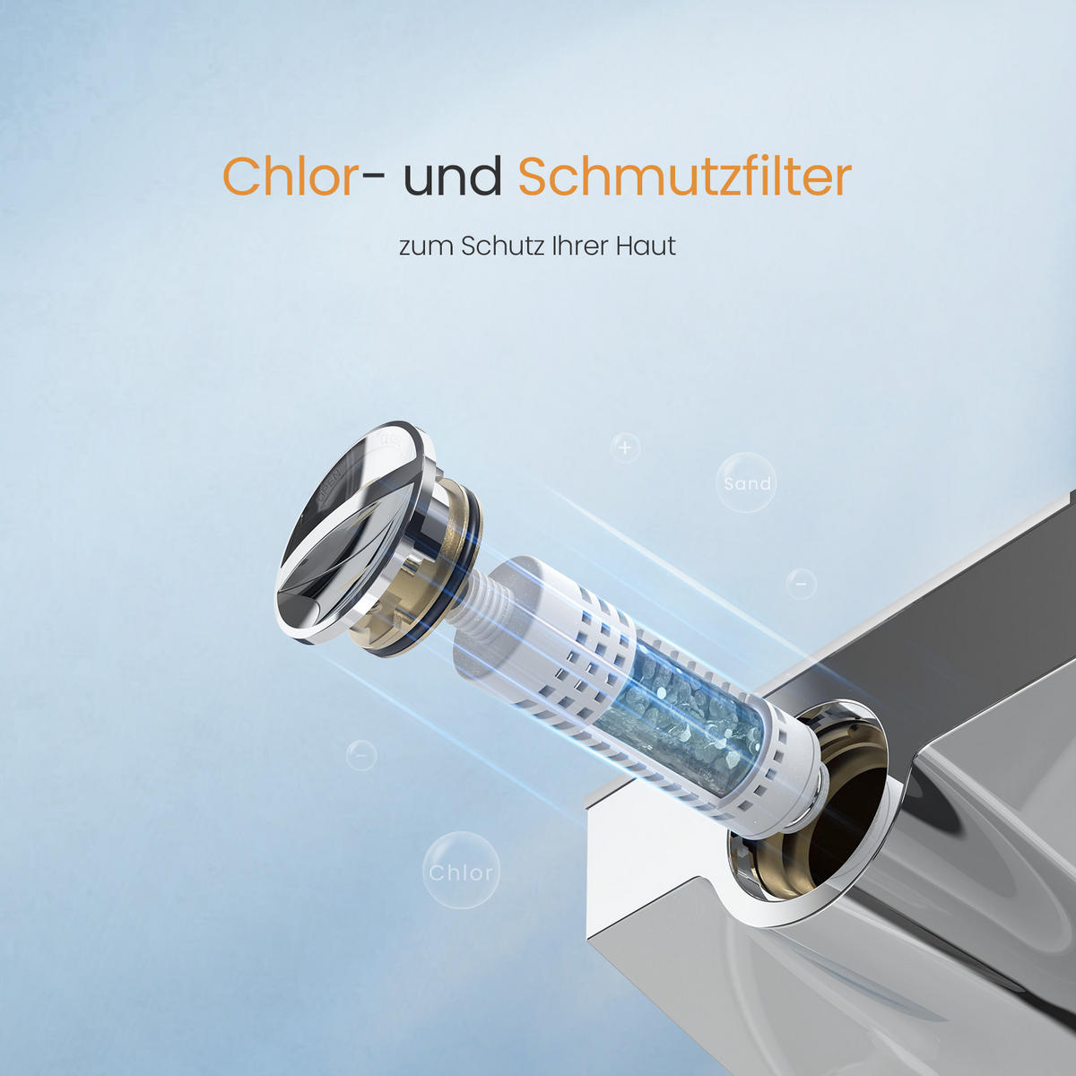 ÜBERKOPFBRAUSESET mit Thermostat Drei Wasserauslassmethoden Chrom - Chromfarben, Metall (13.5/106/44.6cm) - EMKE