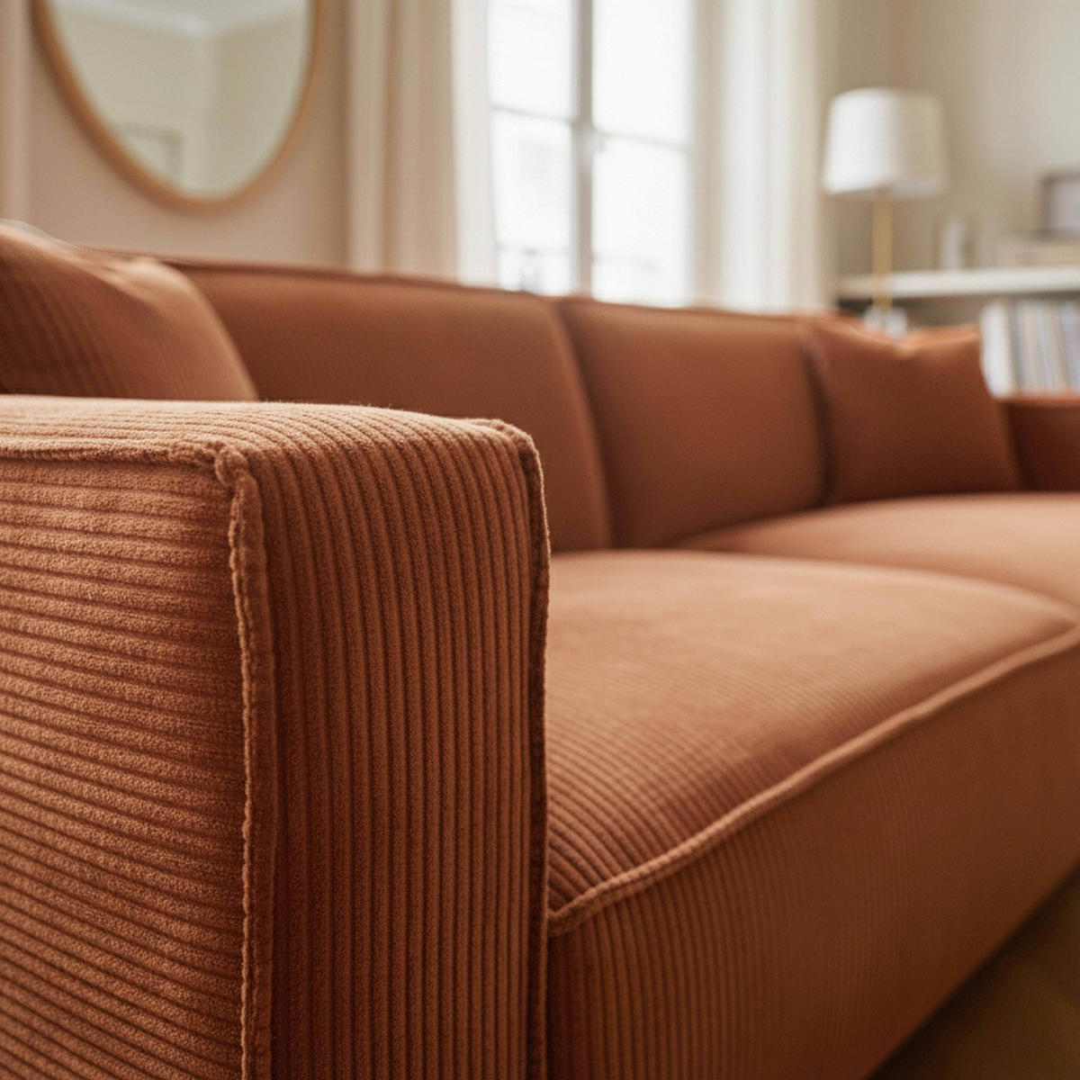 SOFA 3-Sitzer, Terrakotta - Rot/Braun, Textil (90/76/230cm) - Oviala