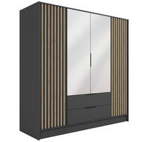 KLEIDERSCHRANK NELIA - 200 cm - Graphitfarben/Eiche Artisan, Holzwerkstoff (200/200/51cm) - ALTDECOR