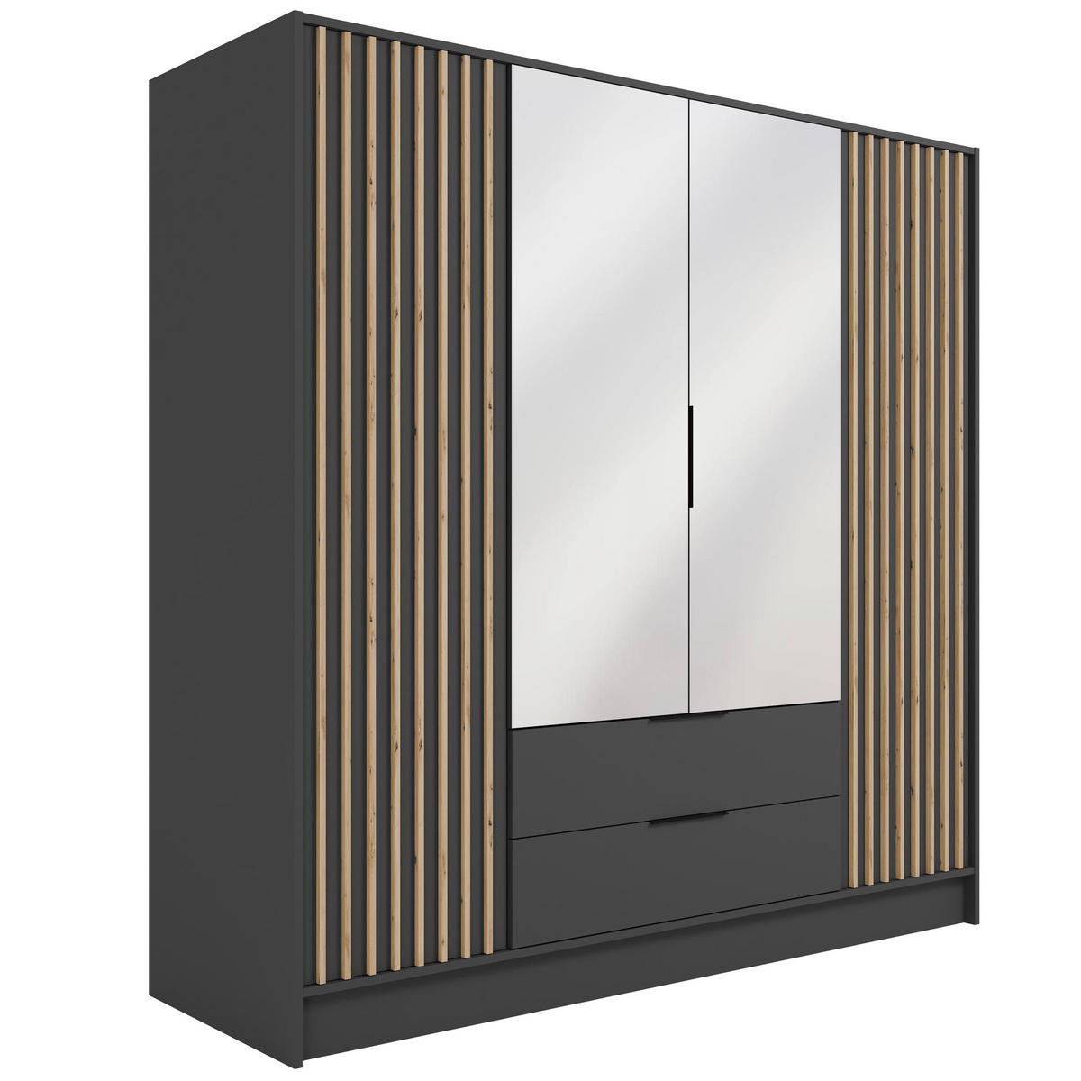 KLEIDERSCHRANK NELIA - 200 cm - Graphitfarben/Eiche Artisan, Holzwerkstoff (200/200/51cm) - ALTDECOR