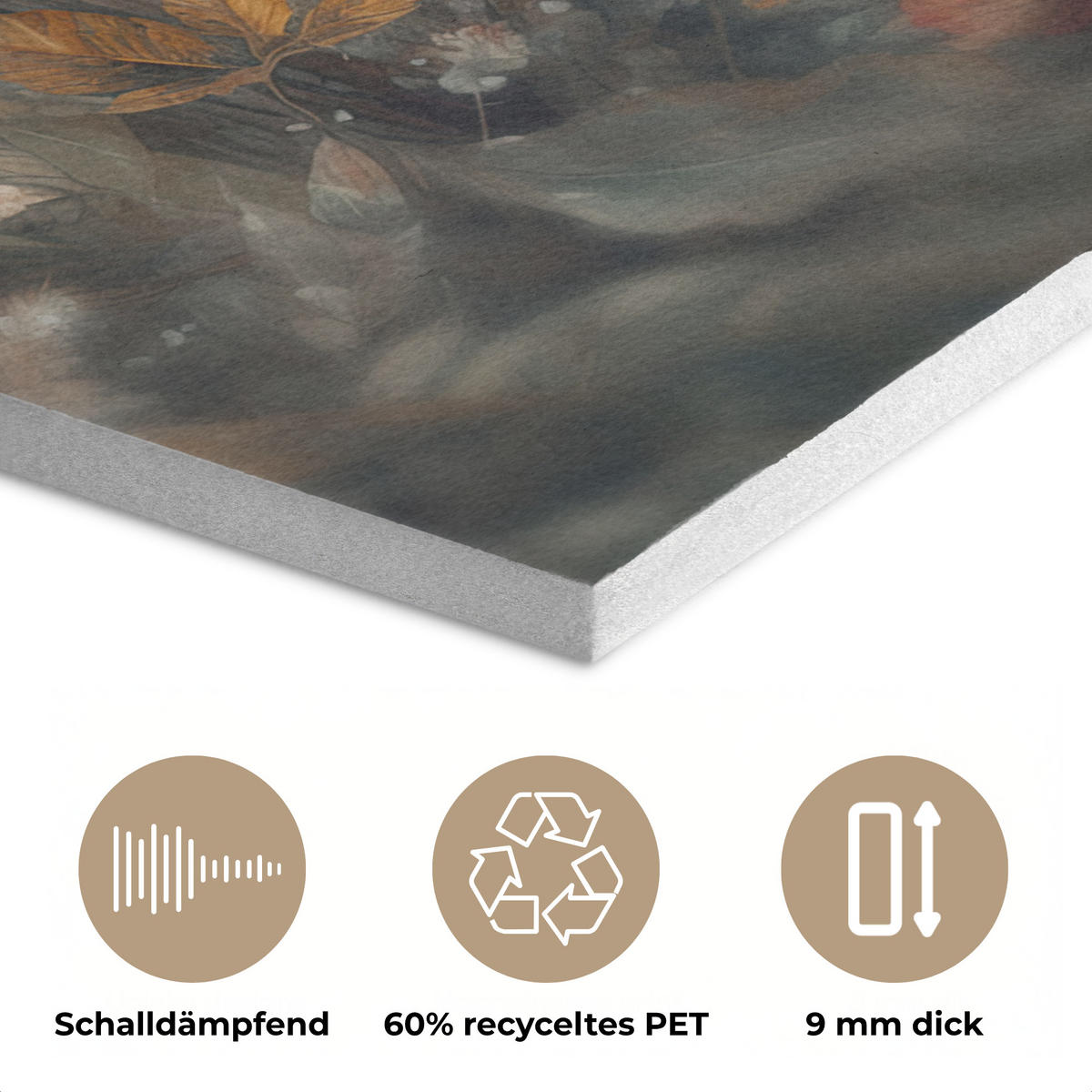 AKUSTIKPANEEL Löwe - Wildtiere - Pflanzen - Natur - Blumen 60x80 cm - Beige, Textil (60/0.9/80cm) - MuchoWow