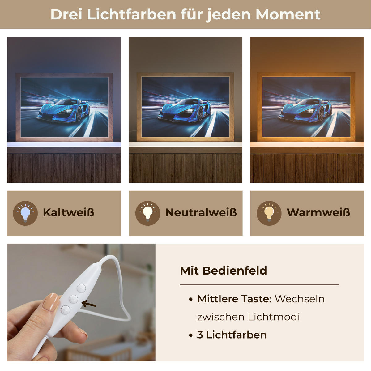 NACHTTISCHLAMPE Auto - Blau - Jungen - Kind 30x20 cm - Blau, Holzwerkstoff (8/30/20cm)