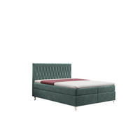 BOXBETT Mit Bettkasten Und Matratze KATE Stoff Riviera Türkis 200x200 cm H3-Bonell - Türkis, Holz/Textil (200/200cm) - Kaiser Möbel