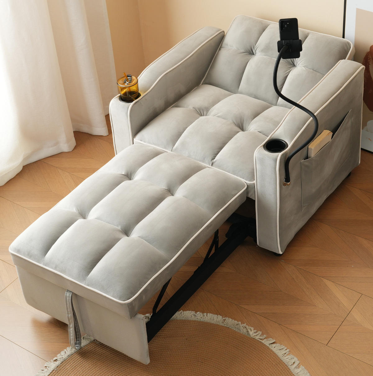 SCHLAFSESSEL mit Liegefläche 83/167 cm – 3-stufig verstellbar, platzsparend - Weiß, Kunststoff (83/76/167cm) - BEAOK