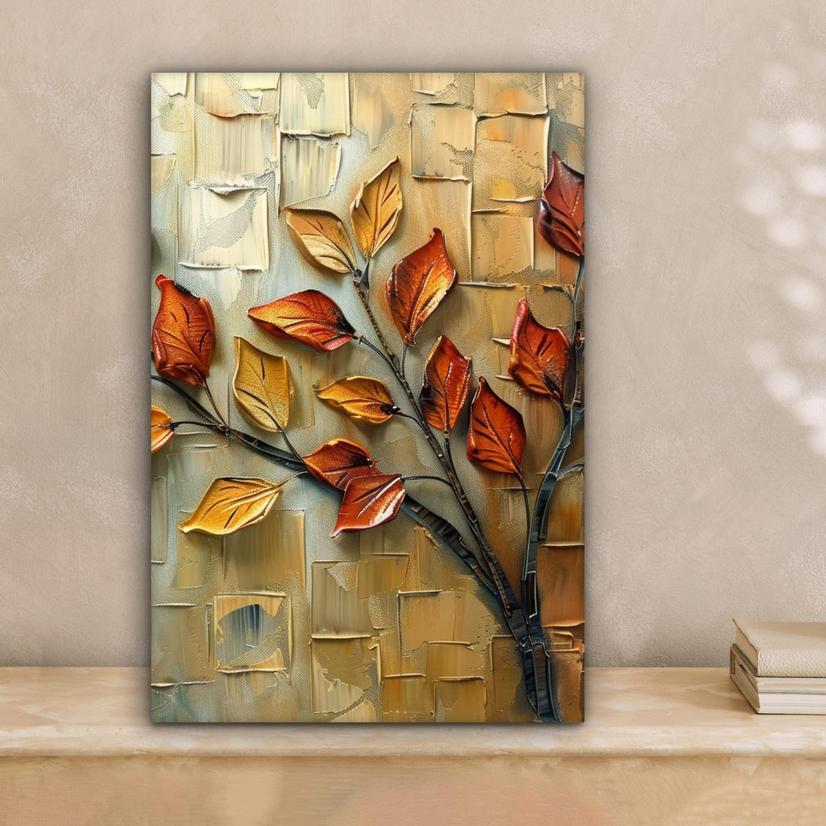 LEINWANDBILD Baum - Abstrakt - Natur - Kunst Deko Wohnzimmer 20x30 cm - Goldfarben, Textil (20/30cm) - MuchoWow
