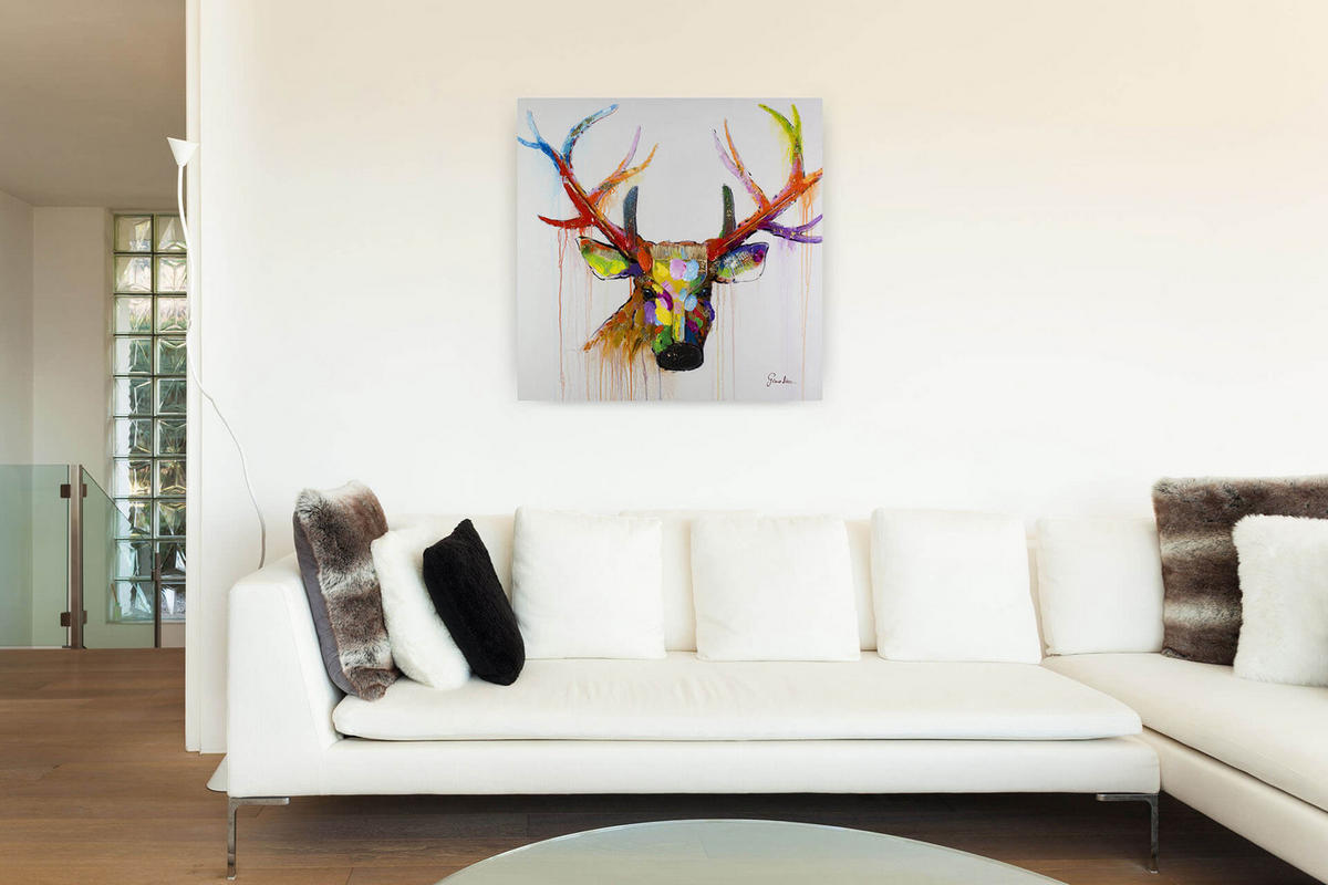 ÖLGEMÄLDE 80/80 cm - Blau/Gelb, Holz/Textil (80/80cm) - KUNSTLOFT