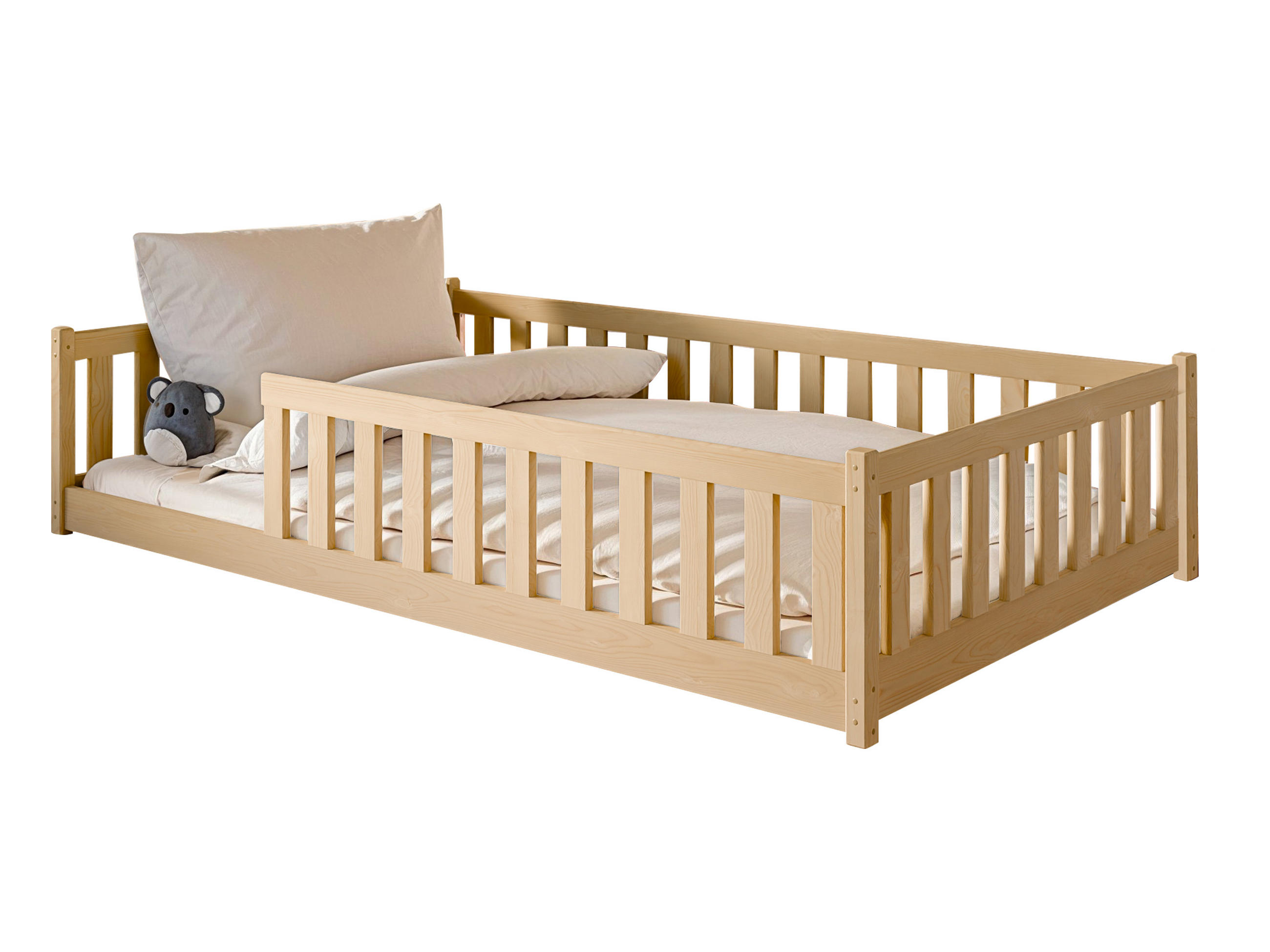 BODENBETT 120x200 cm in natur - Naturfarben, Holz (120/200cm) - Kids Collective