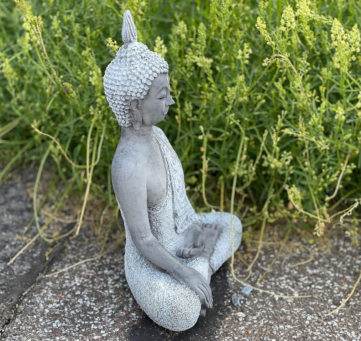 STEINFIGUR sitzender meditierender Shiva frostfest massiver Steinguss - Grau, Stein (18/28/14cm) - stoneandstyle