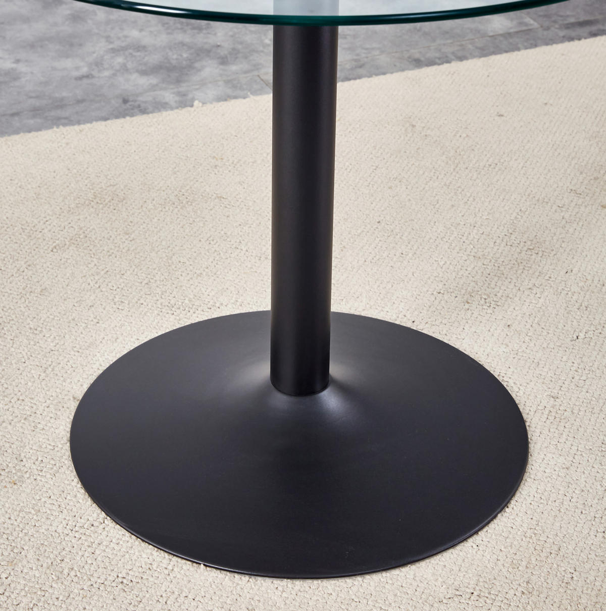 BISTROTISCH aus Glas und Metall 85x85x76 cm Transparent/Schwarz pflegeleicht mit stabilem Rundgestell - Schwarz, Holzwerkstoff (85/85/76cm) - Modfu