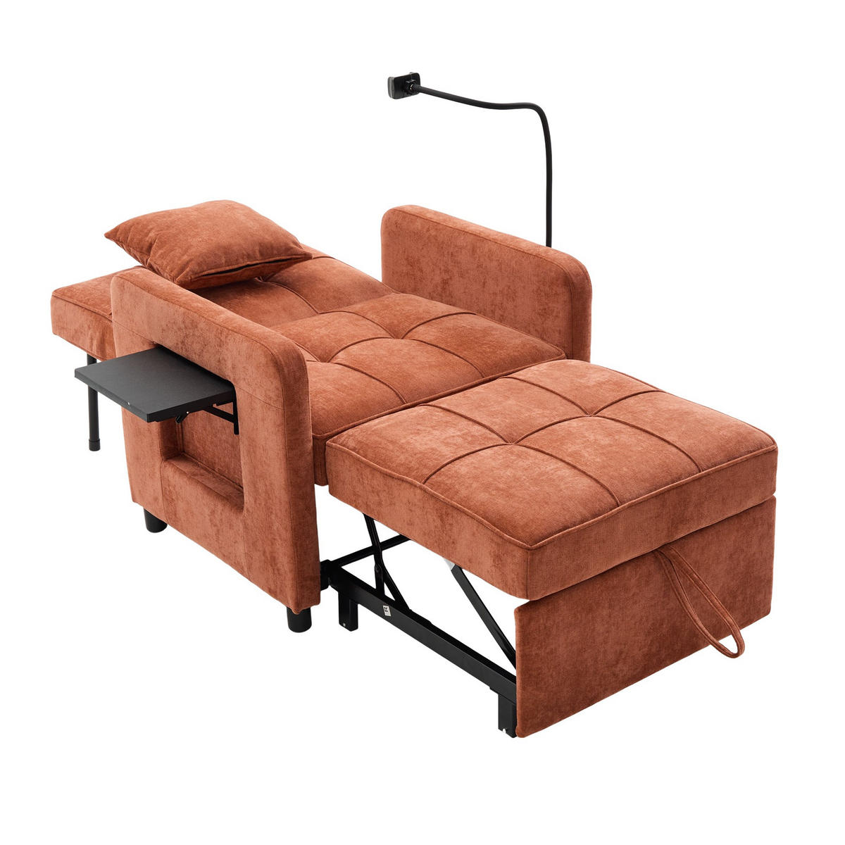 FERNSEHSESSEL Relaxsessel,Polsterliege mit Stauraum,Chenille,Orange - Orange, Textil (79/83/167cm) - LVHOM