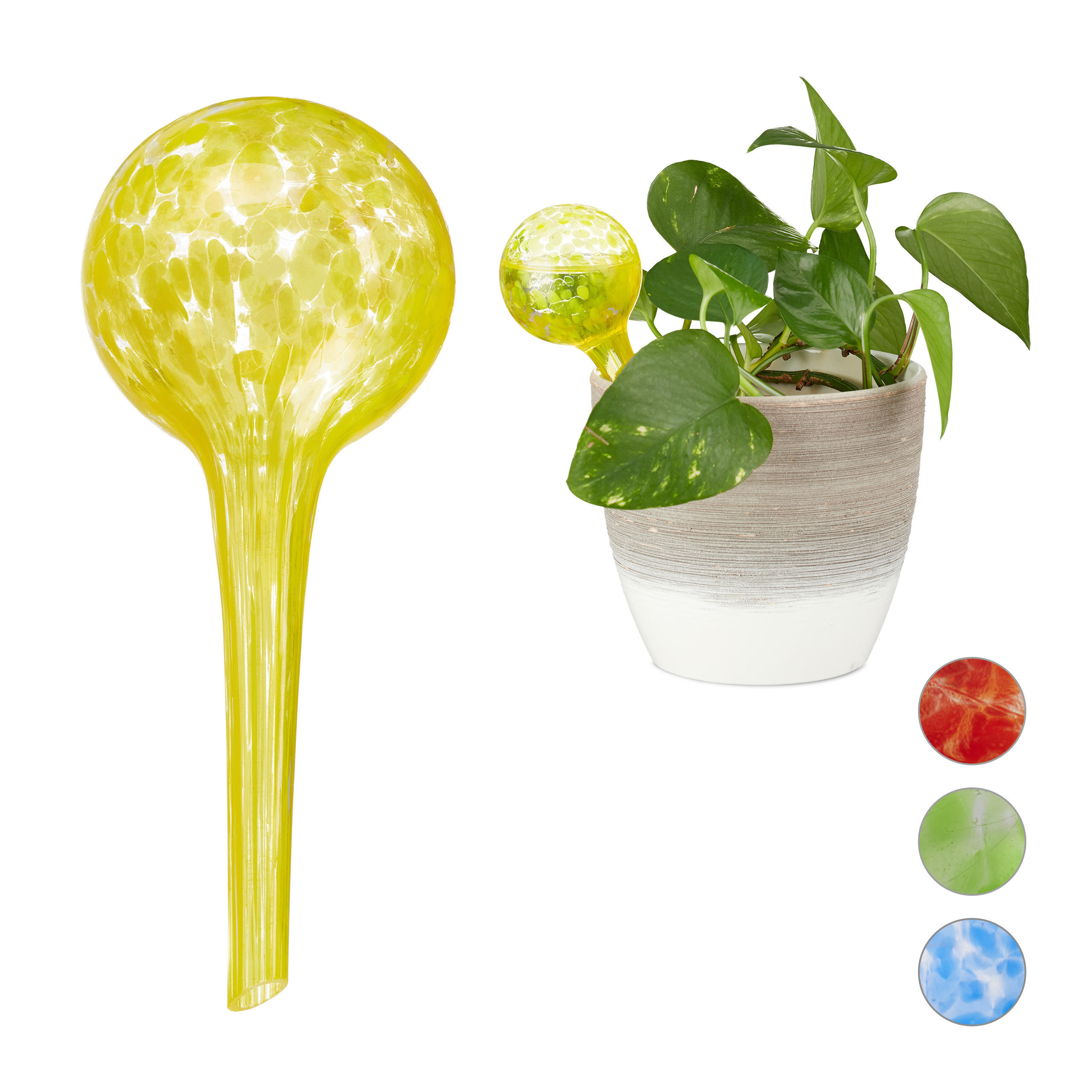 2XBEWÄSSERUNGSKUGEL - Gelb, Glas (6/15/6cm) - Relaxdays