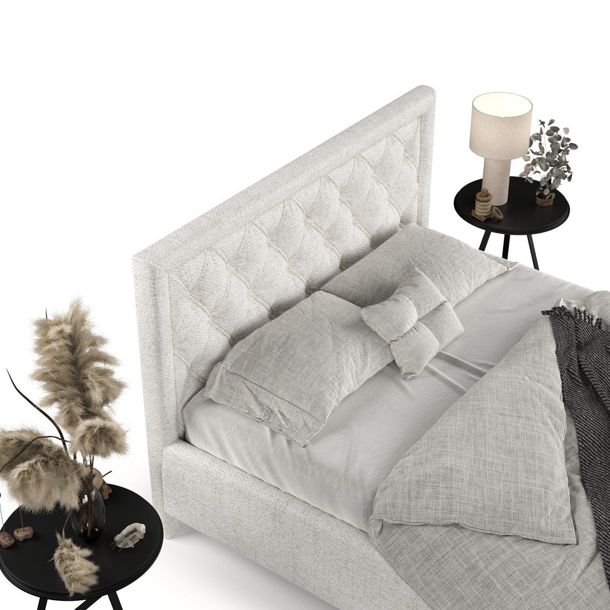 POLSTERBETT Lido 140/200 cm Creme im Neve Stoff - Creme/Naturfarben, Holz/Holzwerkstoff (140/200cm) - AltaBeds