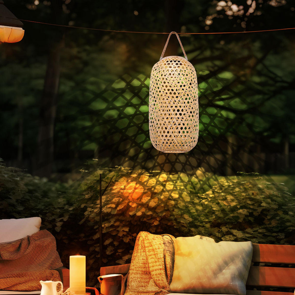 LED Stehleuchte Bambus Braun - Braun, Holz (22.5/22.5/56.5cm) - Globo Lighting