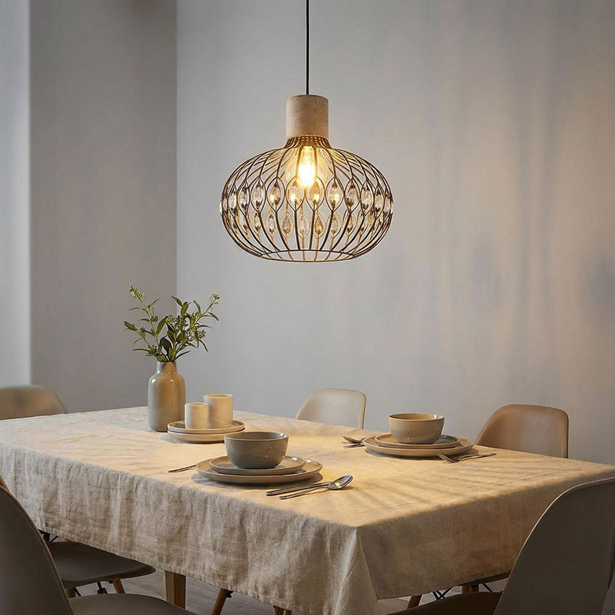 LED PENDELLEUCHTE Travertin Schwarz höhenverstellbar - Schwarz, Metall (38/38/150cm) - Globo Lighting