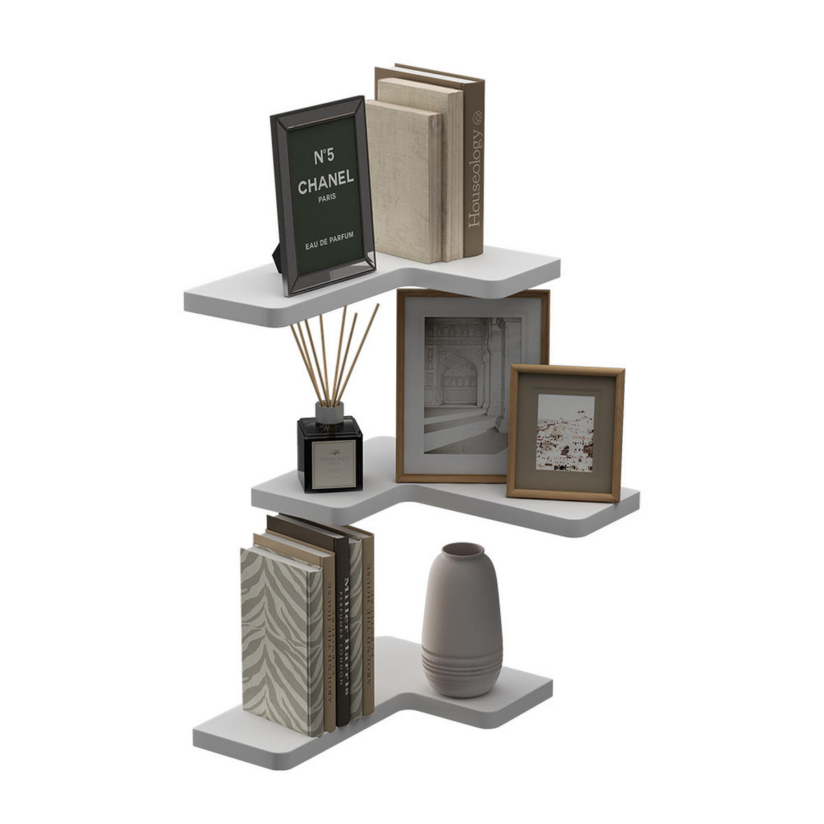 ECKREGAL Curva Weiß 40.5 x 2.5 cm 3er Set - Weiß, Holzwerkstoff (40.5/2.5/28.5cm) - Vicco