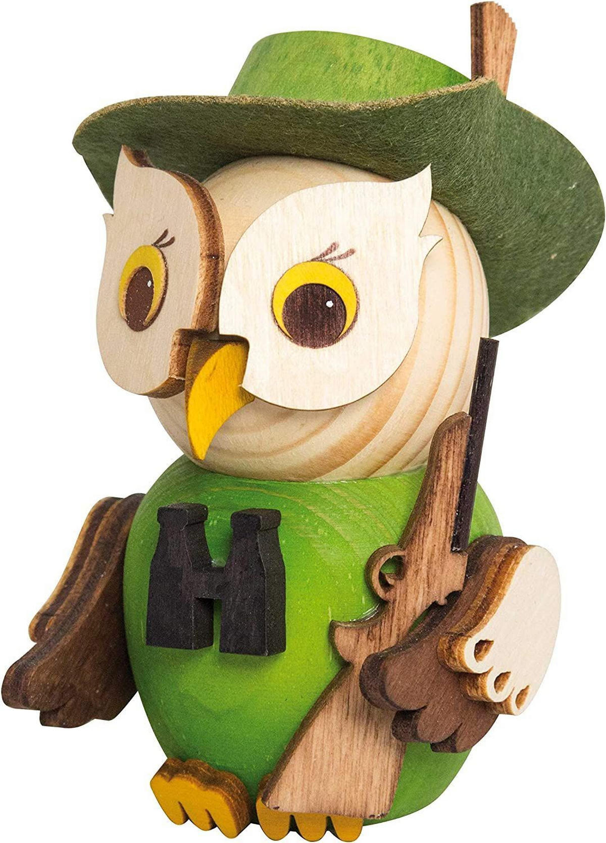 HOLZFIGUR Minieule Jäger mit Gewehr und Fernglas 7 cm - Multicolor, Holz (5/7/5cm)