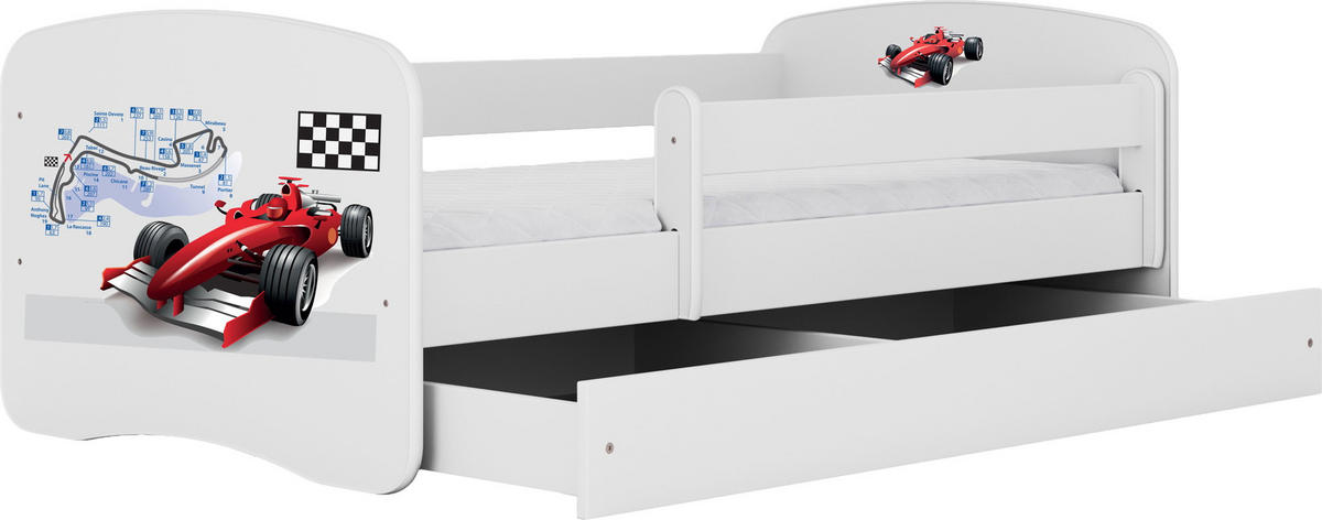 KINDERBETT Emily mit Schublade und Matratze, Weiß 80x160 cm - Kirschrot/Weiß, Holzwerkstoff (160/80cm) - WFL GROUP