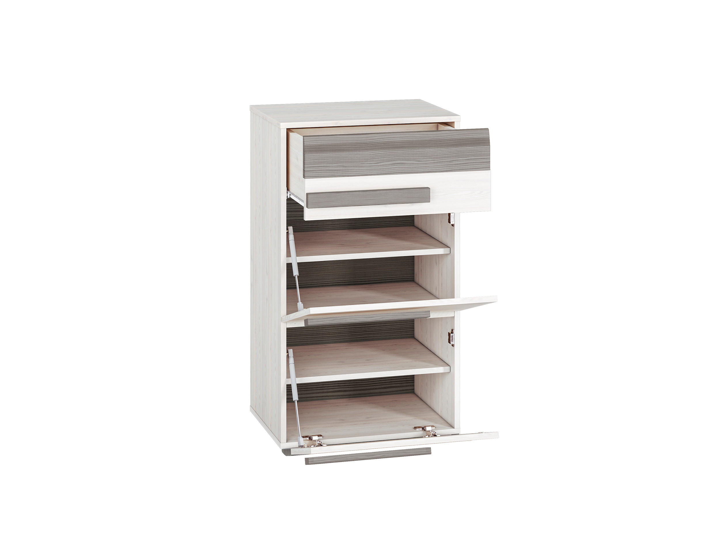 SCHUHSCHRANK Blanco Pinie weiß / grau 55 / 42 / 96cm - Weiß, Holz/Holzwerkstoff (55/96/42cm) - Feldmann-Wohnen