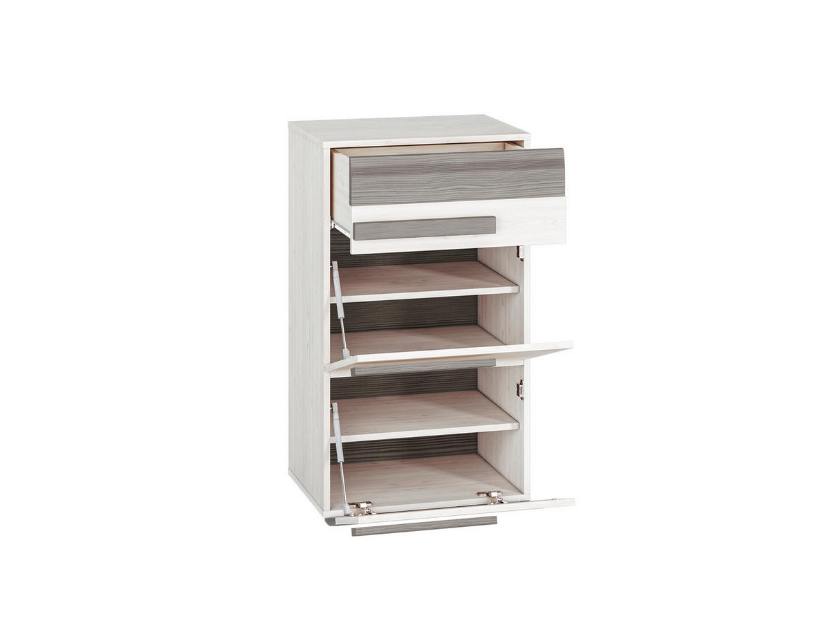 SCHUHSCHRANK Blanco Pinie weiß / grau 55 / 42 / 96cm - Weiß, Holz/Holzwerkstoff (55/96/42cm) - Feldmann-Wohnen