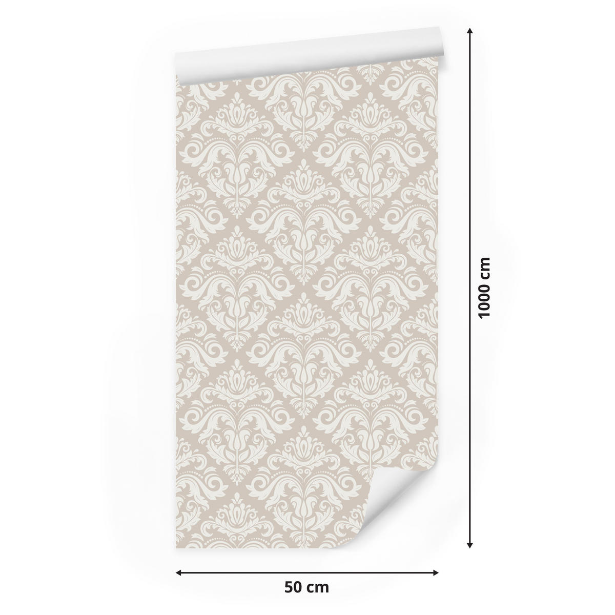 VLIESTAPETE Florale Ornamente – Beige, Creme – 50x1000 cm - Beige/Creme, Papier (50/1000cm) - Muralo