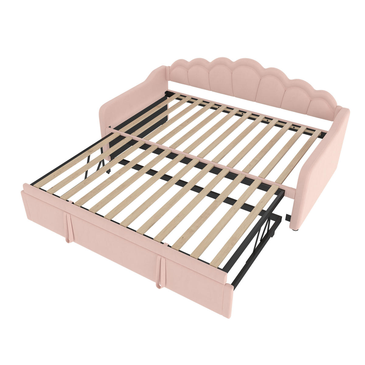 TAGESBETT 90/200 cm rosa mit ausziehbarem Bett und LED-Beleuchtung - Rosa, Textil (90/200cm) - OKWISH