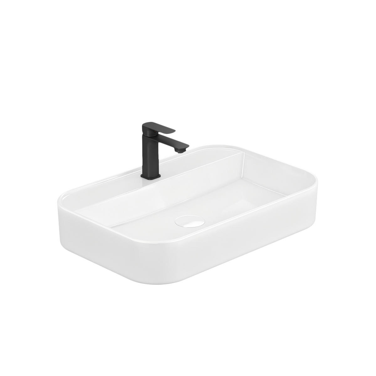 WASCHBECKEN Weiß 60 / 40 / 11 cm - Weiß Hochglanz, Keramik (40/11/60cm) - EMKE