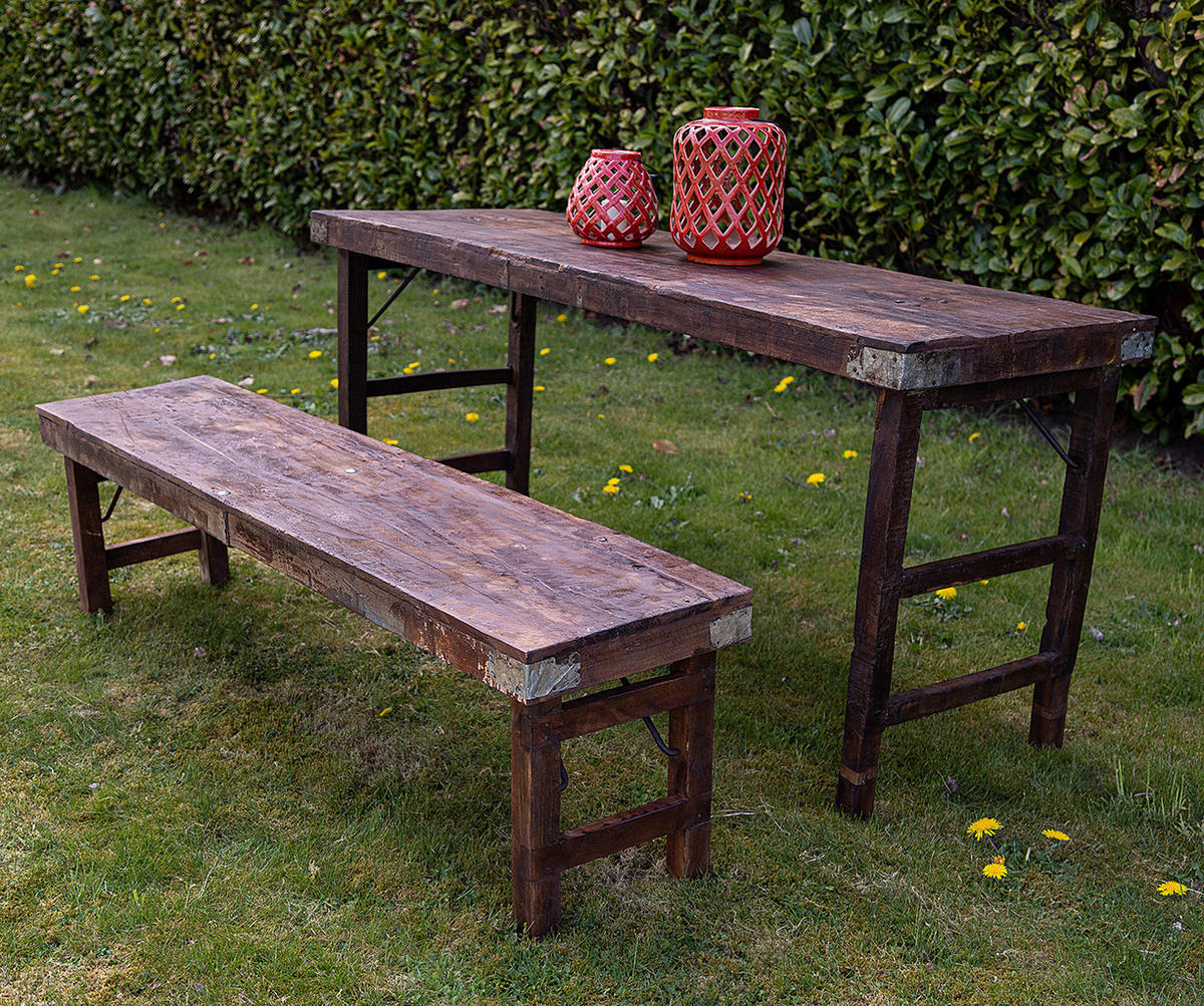 KLAPPTISCH - Mangoholz Massiv - Braun - Braun, Holz (170/55/70cm) - home24