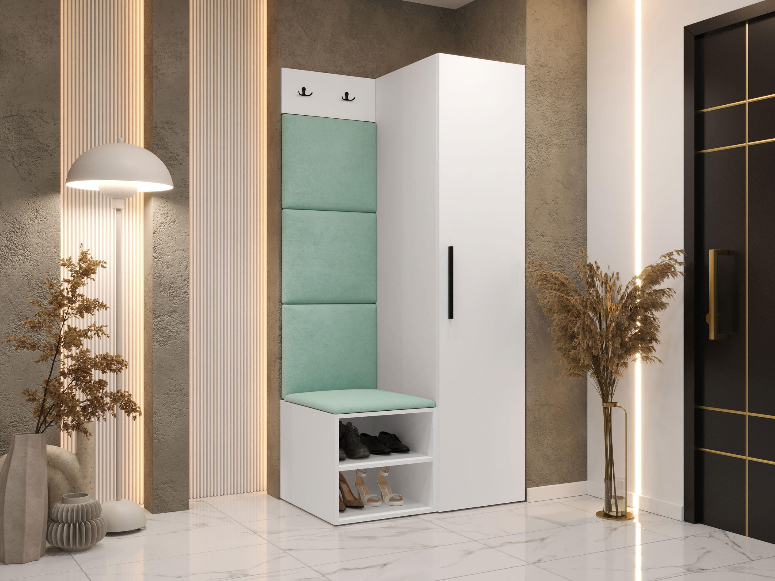 GARDEROBEN-SET Medi III - Schwarz/Weiß, Holzwerkstoff/Kunststoff (40/191/50cm) - MIRJAN24