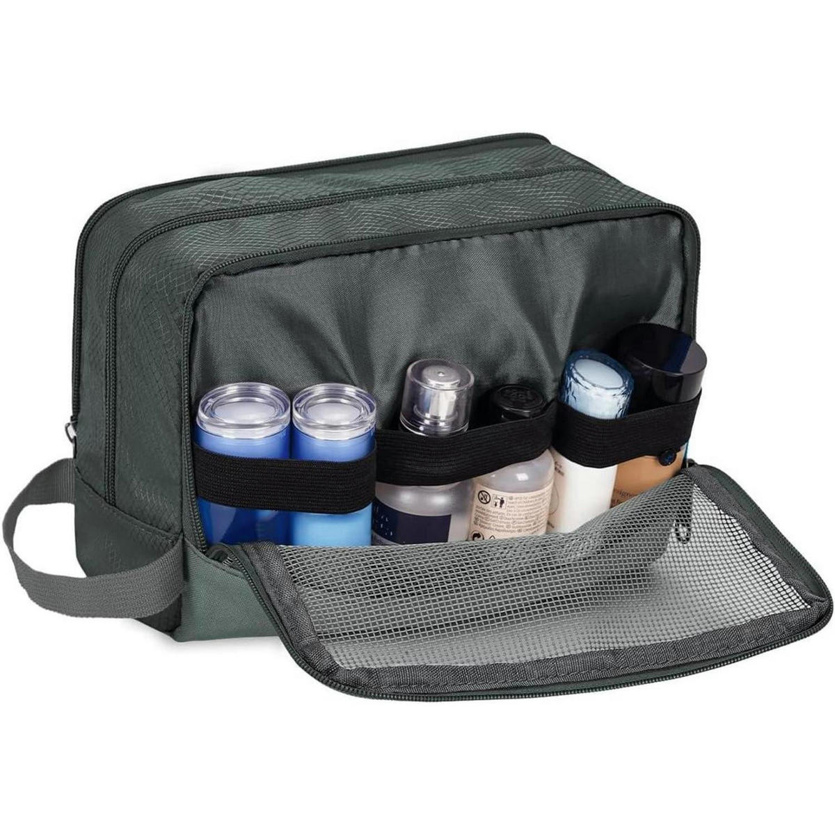 KULTURBEUTEL als praktischer Reise-Toilettenorganizer, grau - Grau, Textil (5/2/5cm)