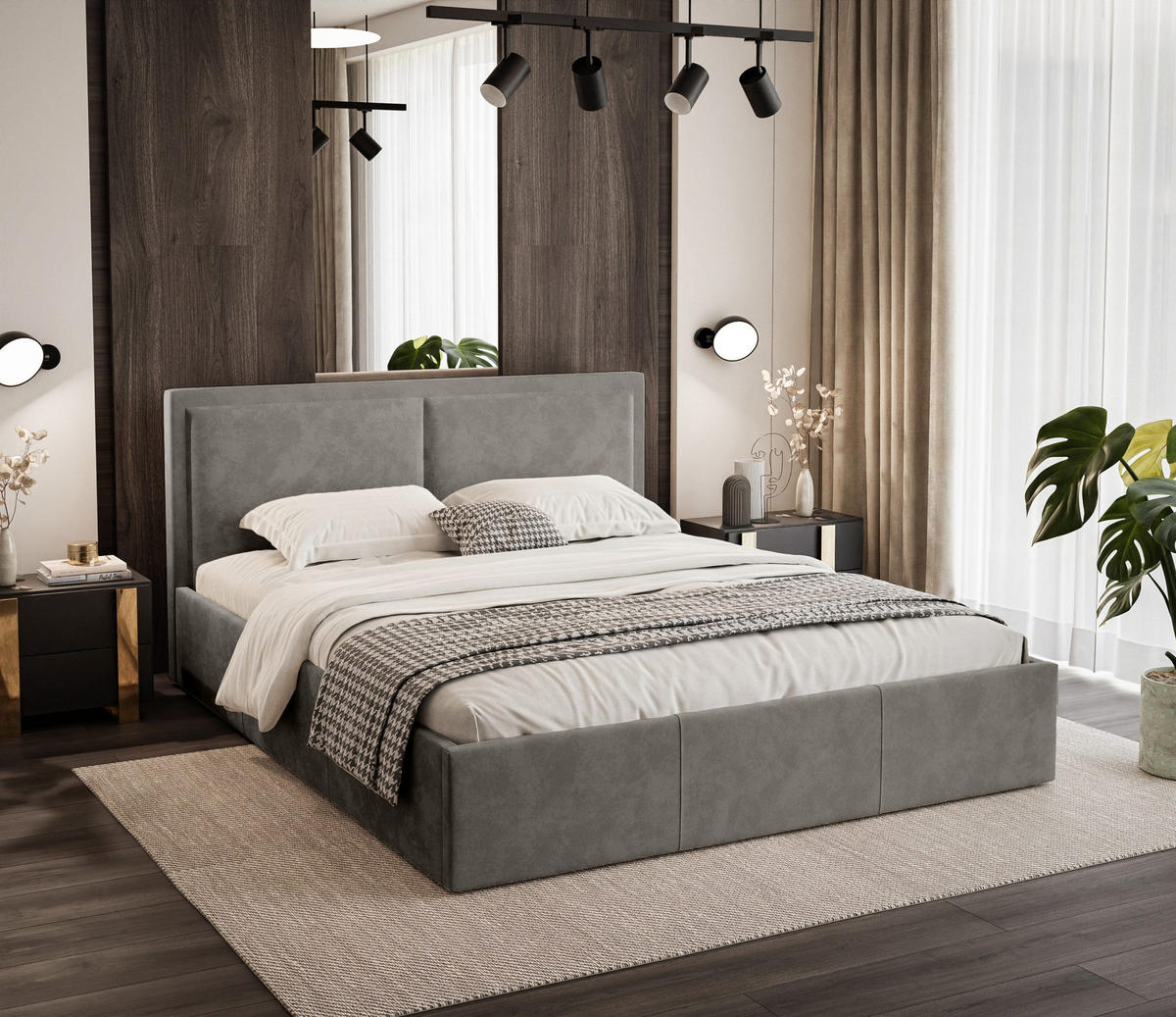 POLSTERBETT aus Polyester Osterne II 180x200 cm, Dunkelgrau - Dunkelgrau, Textil (180/200cm) - Fedve