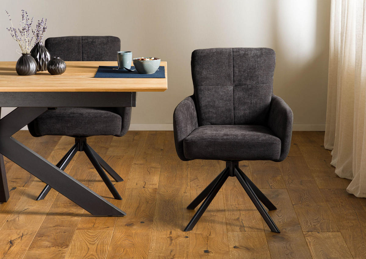 STUHL 100% Polyester 57 x 67 x 87 cm dunkelgrau / grau POLSTERSTÜHLE - Grau, Kunststoff (57/87/67cm) - Massivmoebel24