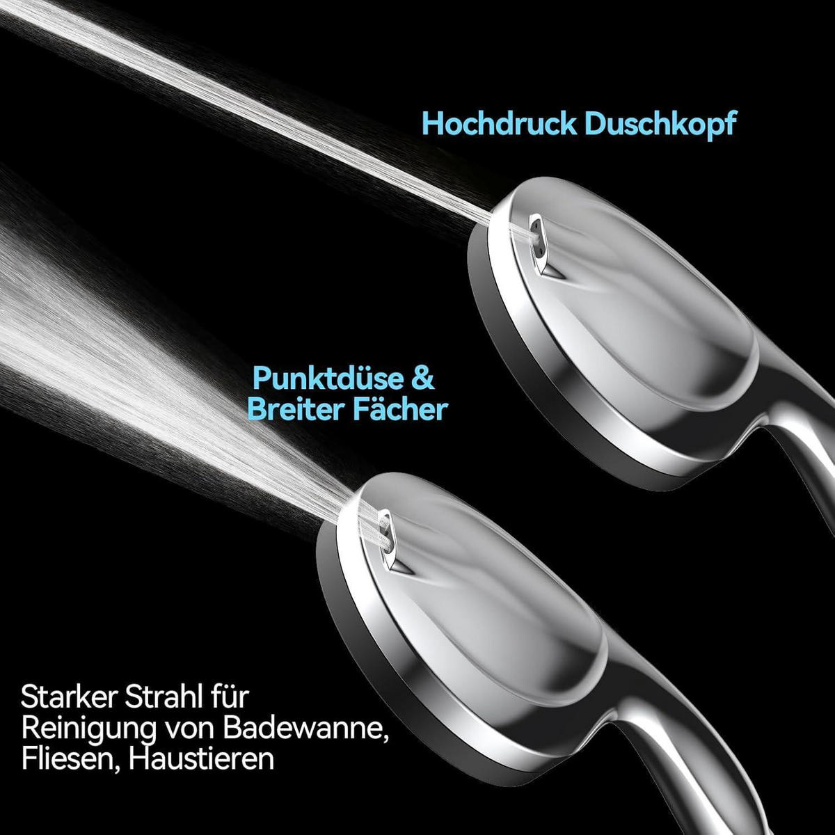 HANDBRAUSE mit Schlauch 1,5m 10 Strahlarten - Silberfarben, Metall (13/12.7/28.5cm)