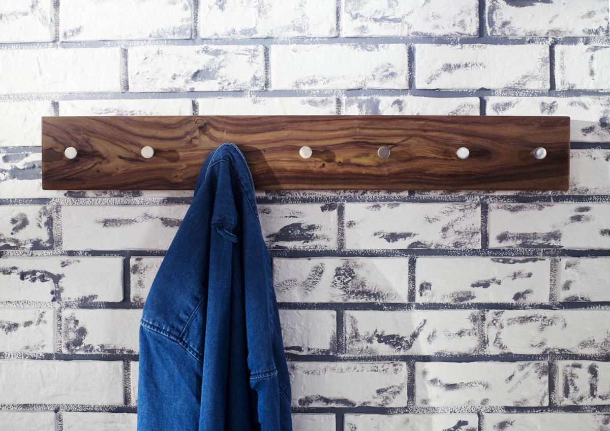 WANDGARDEROBE Sheesham 70x5x10 smoked cherry gebeizt TORONTO #140 - Dunkelbraun, Holzwerkstoff (70/10/5cm)