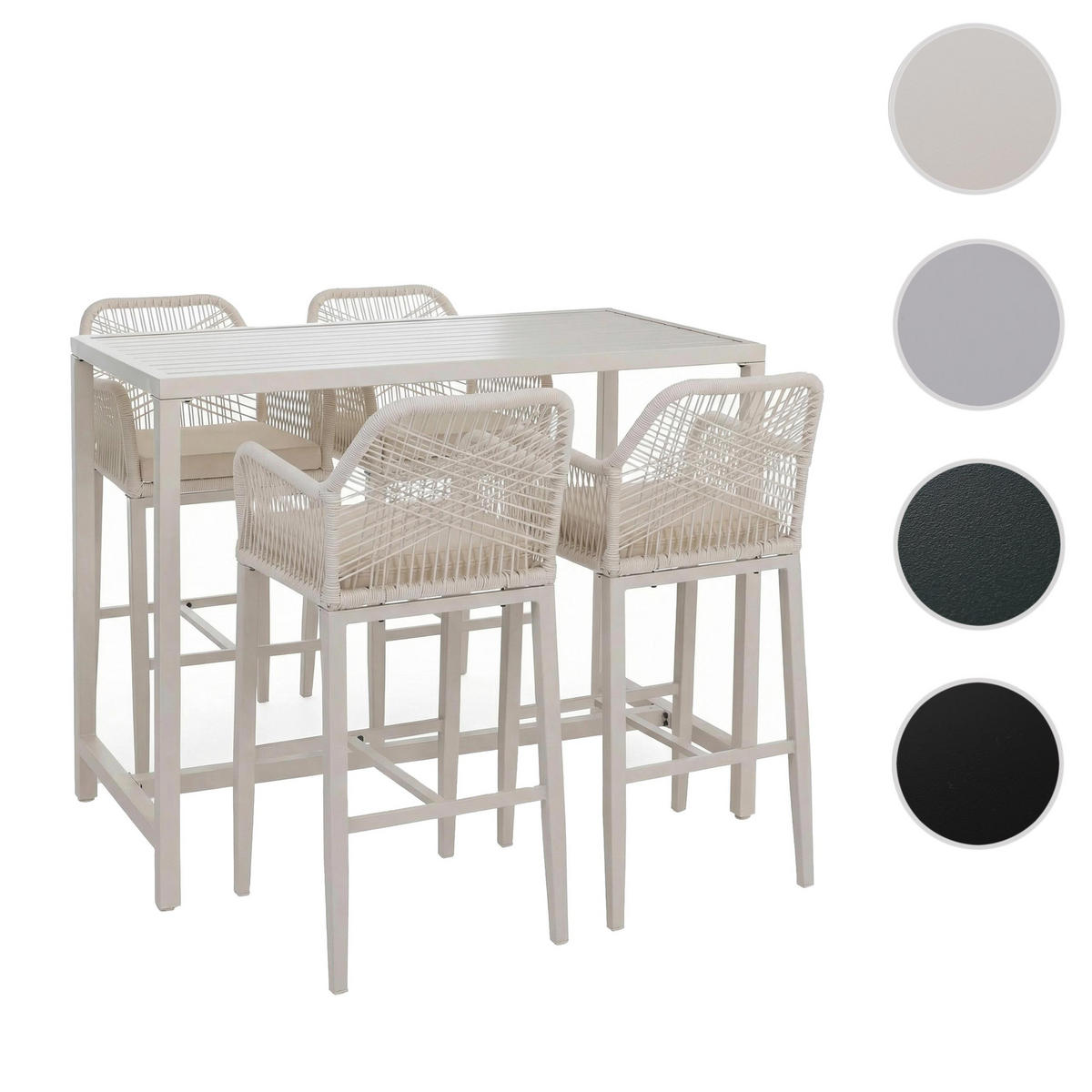SET BARTISCH + BARHOCKER eckig Beige 5er-Set - Beige, Metall (65/130/105cm) - MCW