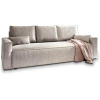 BETTSOFA MENI Creme Kordstoff mit Schlaffunktion - Creme, Textil (232/83/87cm) - MASSENO