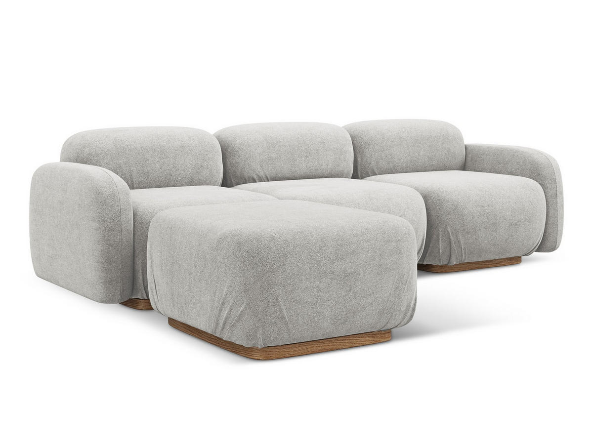 ECKSOFA Links Chenille Stoff Blau - Blau/Blaugrau, Kunststoff/Textil (170/290cm) - Makamii