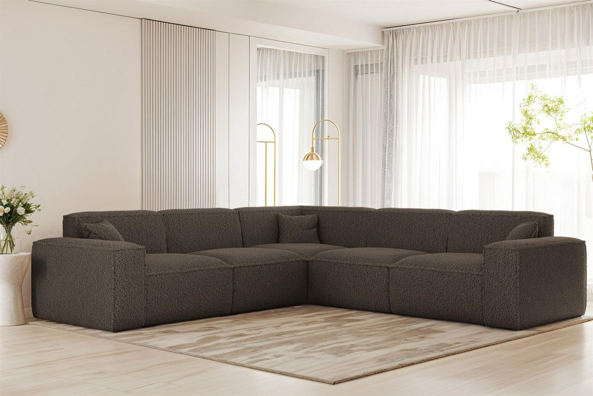 ECKSOFA Celes Premium In Sven - Braun, Holzwerkstoff/Textil (246/246cm) - Fun Möbel
