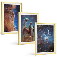 BILDER SET 3er Set - 40x60 cm Goldrahmen - Weltraumlandschaften von Galaxien - Goldfarben, Kunststoff (40/60cm) - TULUP