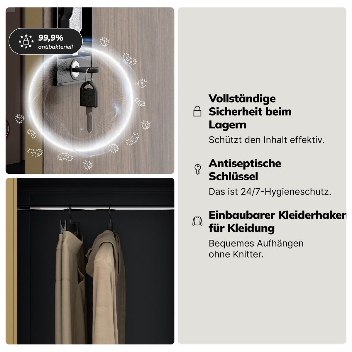 METALLSCHRANK DAWID 185x90x45 cm - Anthrazit/Nussbaumfarben, Metall (90/185/45cm) - Jan Nowak