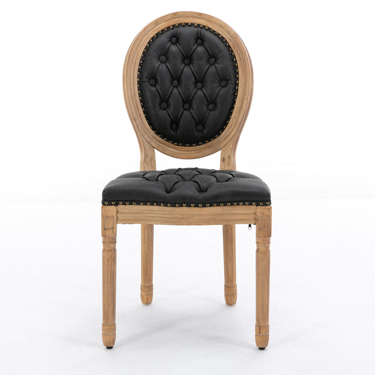 STUHL-SET DE-36374 2 Stück mit Vintage-PU-Lederbezug Schwarz - Schwarz, Holz (49/95/59.5cm) - ComfortXL
