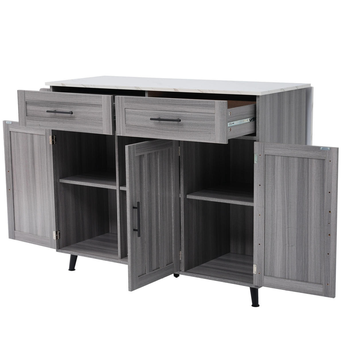 KÜCHENINSEL 129/46(71)/91,5 cm mit klappbarer Tischplatte, Stauraum und 5 Rädern aus MDF, Grau/Weiß - Grau, Holzwerkstoff (129/91.5/71cm) - Redom