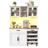 KÜCHENSCHRANK 140Cm LED Rollwagen Weinregal Glas - Weiß, Holzwerkstoff (140/180/38cm) - FLIEKS