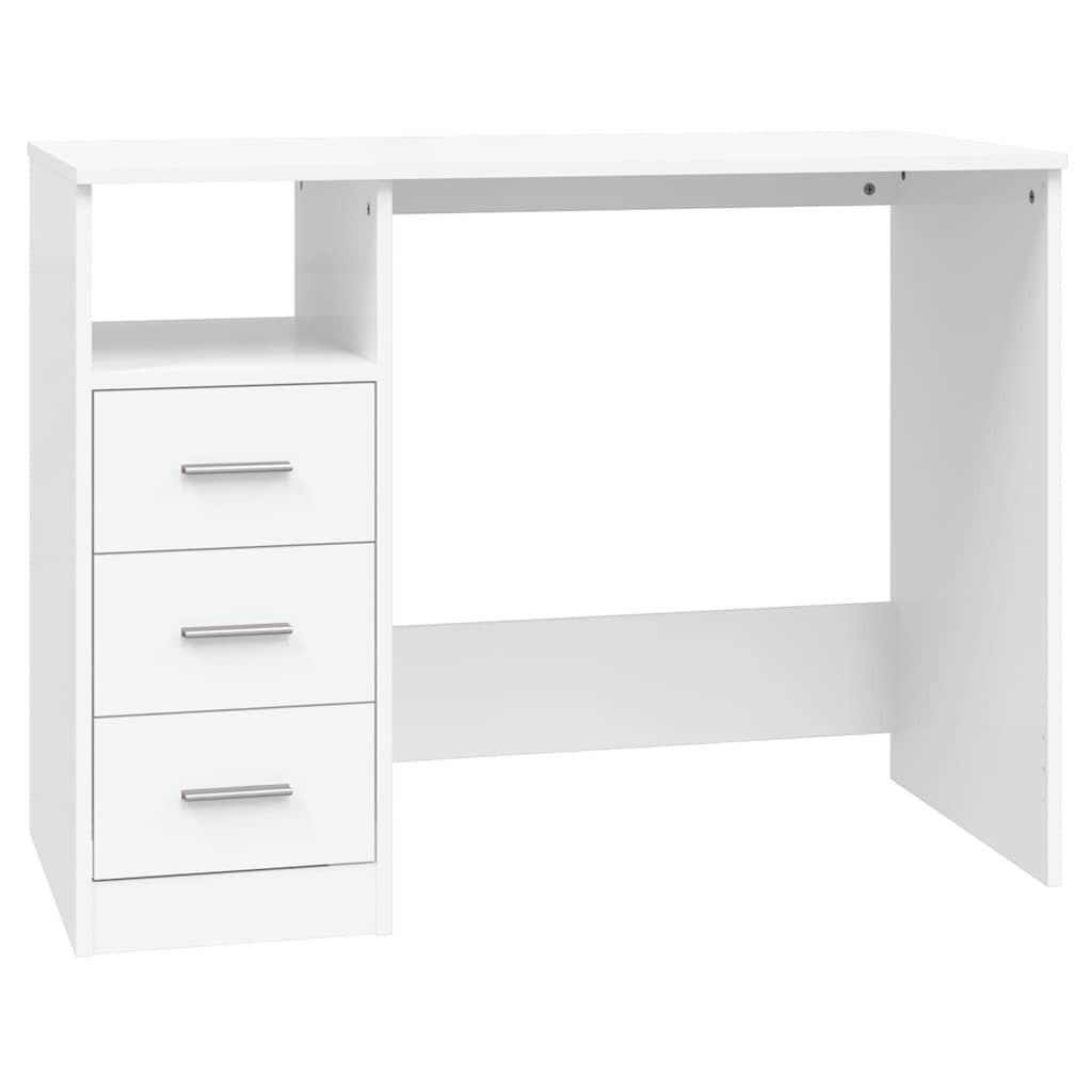 SCHREIBTISCH Mit Schubladen Weiss 102/50/76 Cm Holzwerkstoff - Weiß, Holzwerkstoff (102/50/76cm) - vidaXL